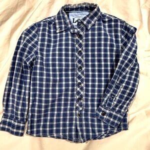Lee‎ boys button down plaid blue shirt 100% cotton country size 5